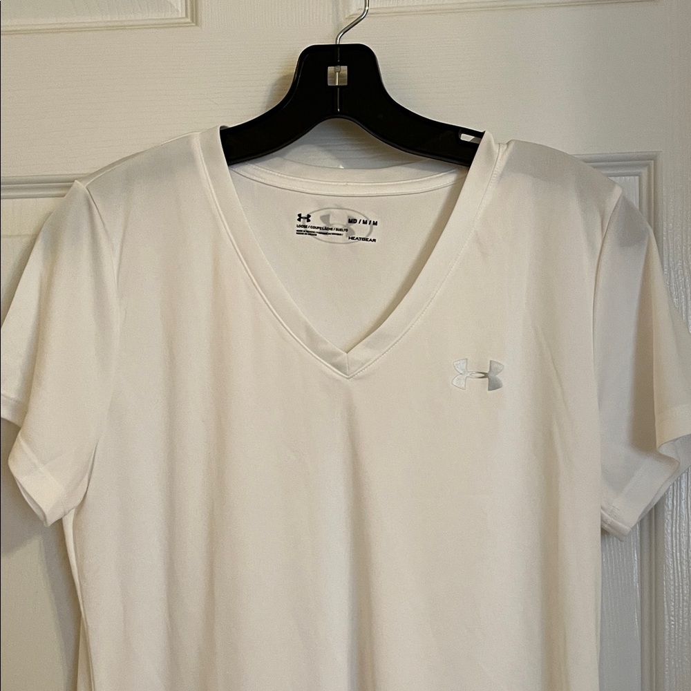 Under Armour White V-Neck Performance Tee
